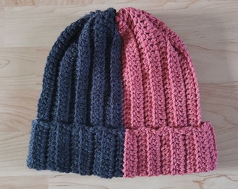 Adult Crochet Split Colour Beanie