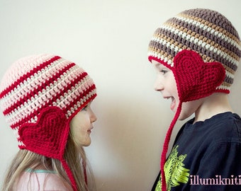 DIY Crochet Pattern - Valentine Hat Crochet Pattern - Newborn Toddler Kids and Adults Valentine Day Hat Crochet Pattern - Instant Download