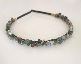 Moss Agate Goddess Crystal Crown