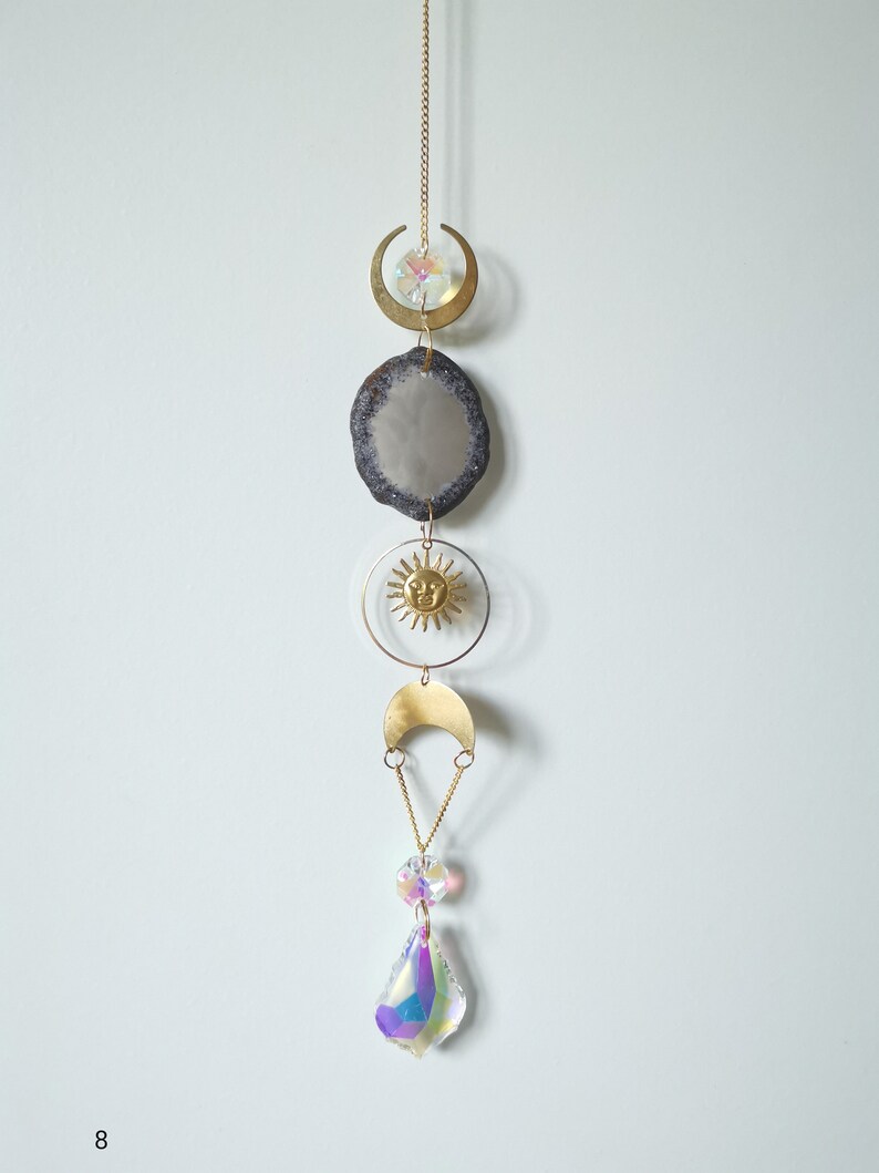 Beautiful Grey Agate Crystal Suncatcher with Prisms image 8