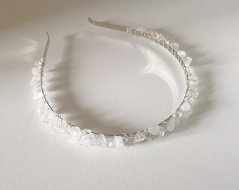 Klare Quarzkristallkronen - Kristall-Tiaras - Heilende Kristallkronen - Hochzeit-Tiaras - Kristallstirnbänder