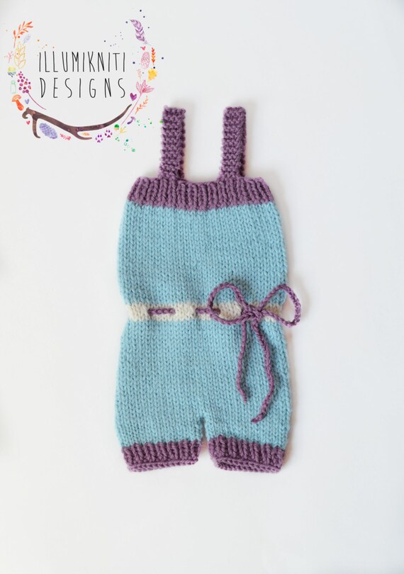 blue knitted romper