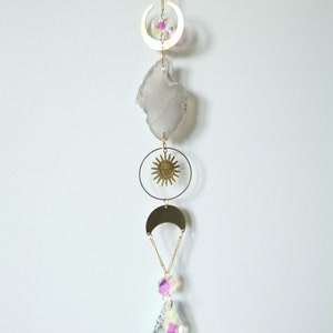 Beautiful Grey Agate Crystal Suncatcher with Prisms image 3