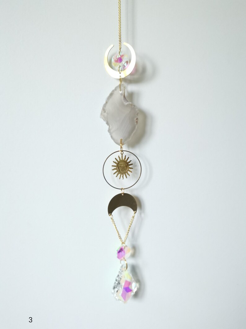 Beautiful Grey Agate Crystal Suncatcher with Prisms image 3