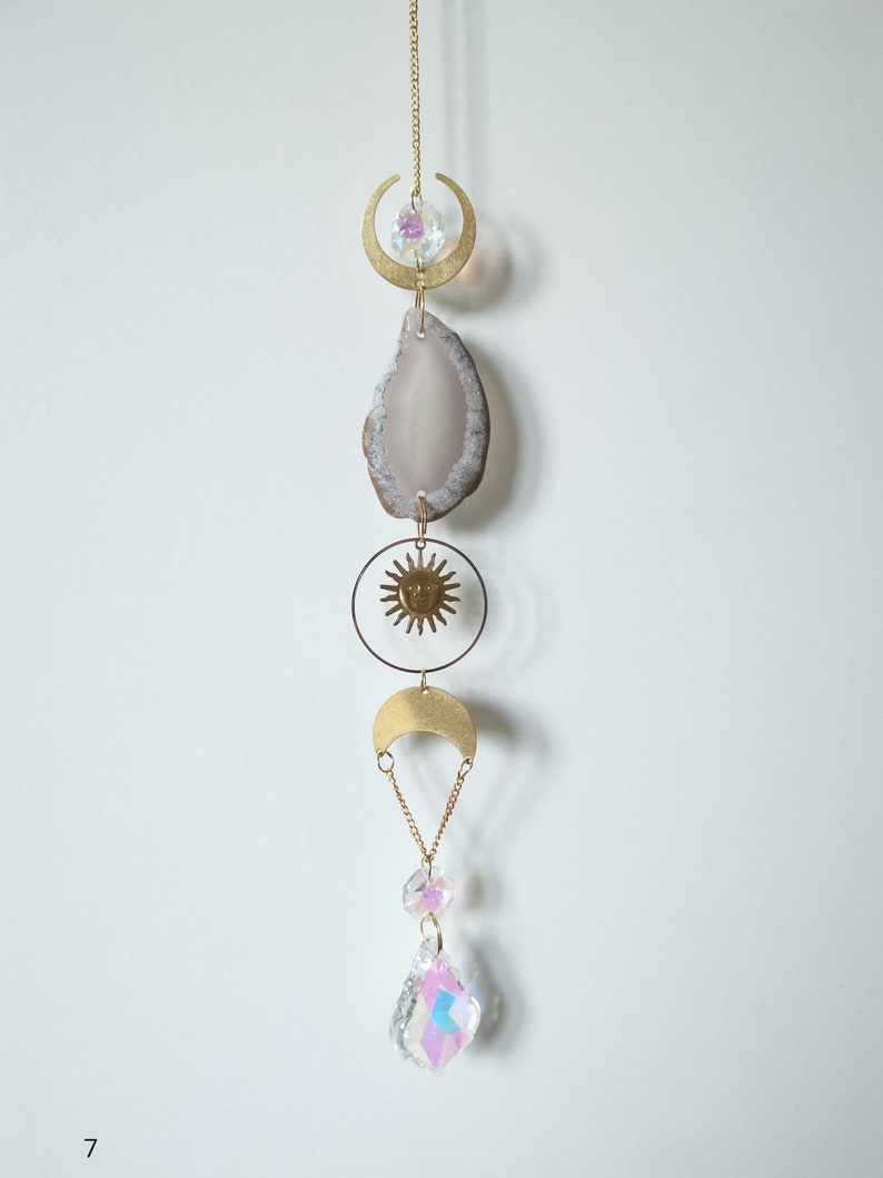 Beautiful Grey Agate Crystal Suncatcher with Prisms image 7