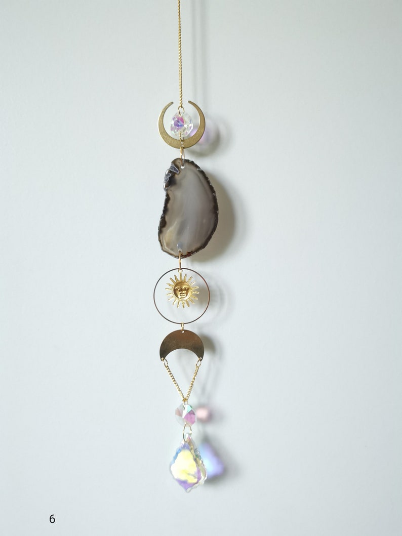 Beautiful Grey Agate Crystal Suncatcher with Prisms image 6