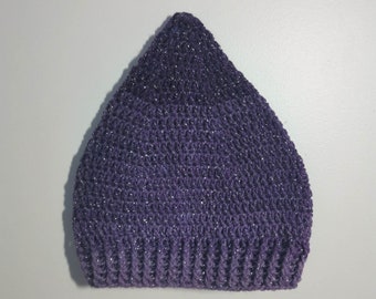 Dark Purple Ombre Slouchy Elf Fairy Hat with Sparkles - Adult Size