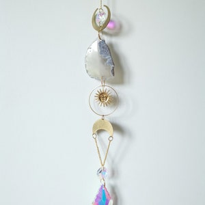 Beautiful Grey Agate Crystal Suncatcher with Prisms image 5