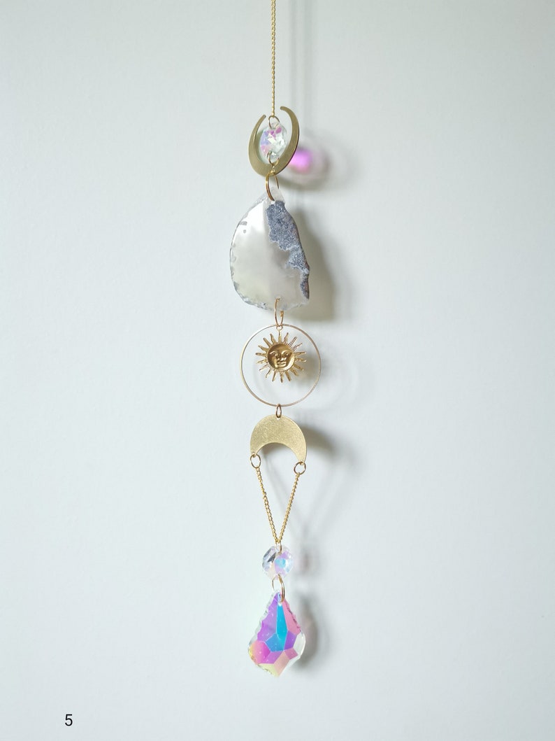 Beautiful Grey Agate Crystal Suncatcher with Prisms image 5