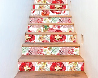 Stair Riser Decal, Stair Stickers, Stair Riser Decal Stickers, Floral Stair Riser Decals, SR121