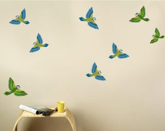 Bird Wall Decals, REUSABLE Fabric Wall Decals