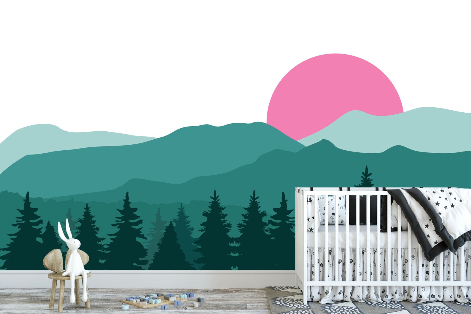 Mountain Mural Decal Mountain Decal Nursery Decal Mountain Etsy