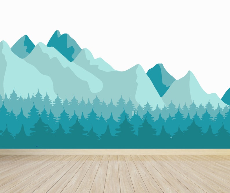 Mountain Mural Decal Mountain Decal Nursery Decal Mountain Etsy