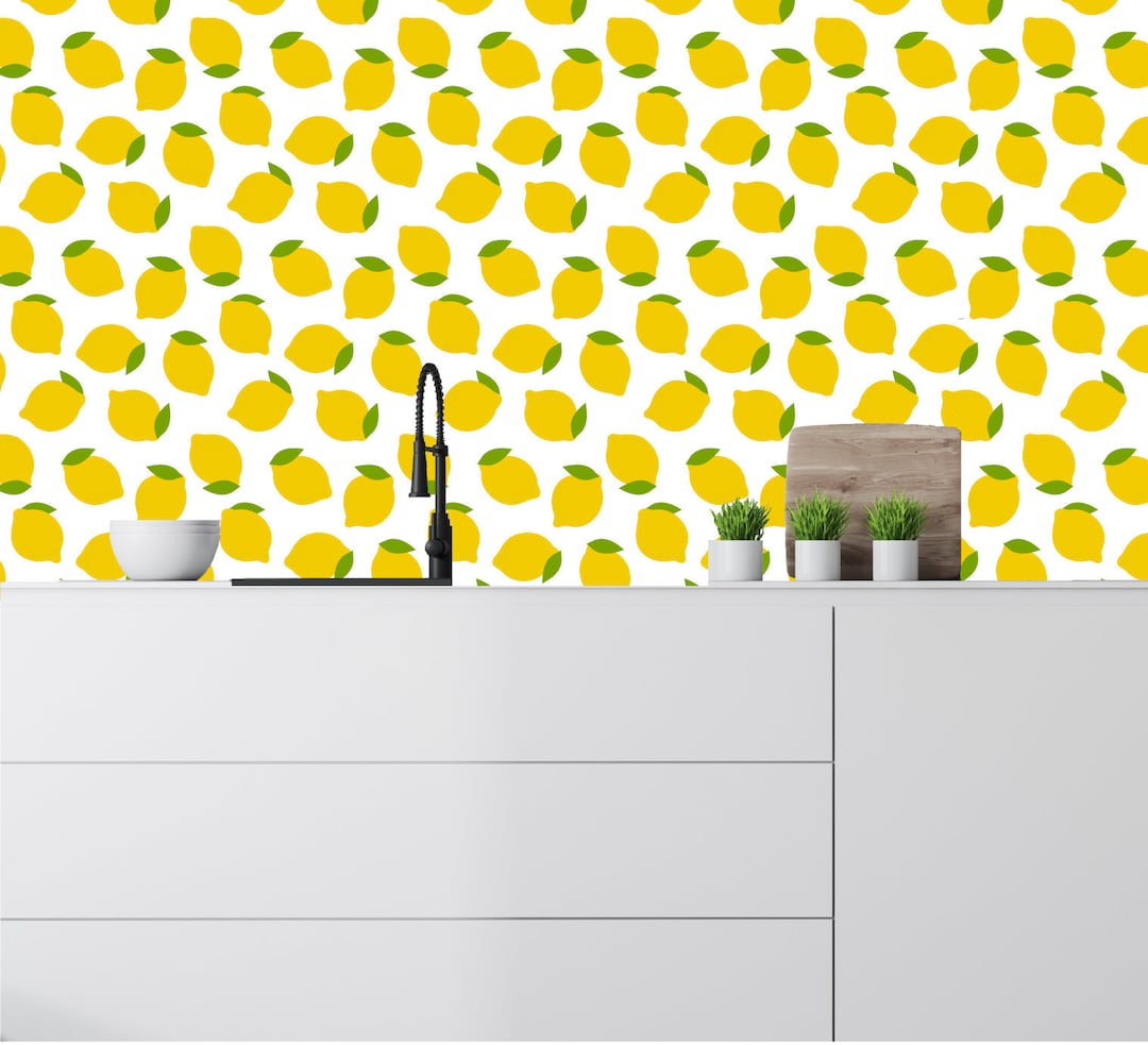 Lemon Wallpaper Kitchen Wallpaper Kitchen Decals Wallpaper - Etsy