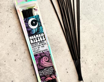 Mermaid Kisses Charcoal Incense Sticks: Amber Musk Scent - 25 Sticks