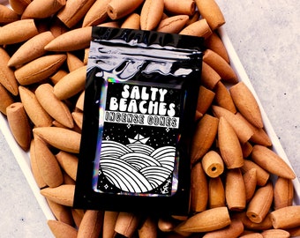 SALTY BEACHES | Sample Pack | Backflow and Topflow Incense Cone | Extra Large 2 Inch Cones | Made to Order