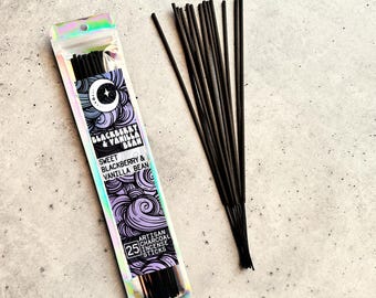 Blackberry Vanilla Bean Charcoal Incense Sticks | 25 Count, Hand-Dipped Long Lasting Aroma