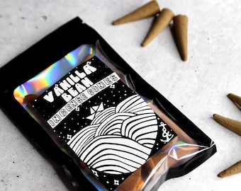 Vanilla Bean Incense Cones: Topflow or Backflow, Extra Large 2 Inch