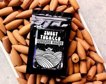 SWEET TOBACCO | Sample Pack | Backflow and Topflow Incense Cone | Extra Large 2 Inch Cones | Made to Order