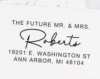 Future Mr and Mrs Address Stamp, Personalized Address Stamp, Self Inking Address Stamp, Newlywed Gift, Wedding Gift. Custom Stamp - A106