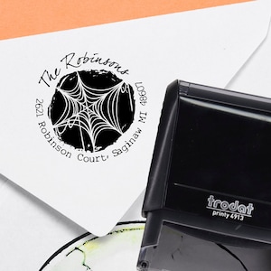 Sello de dirección de devolución de Halloween, sello de dirección autoentintado, regalo personalizado de inauguración de la casa, temporada espeluznante. Sello de dirección personalizado 1,5" - H3