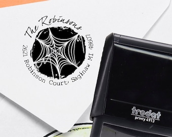 Halloween Return Address Stamp, Self Inking Address Stamp, Personalized Housewarming Gift, Spooky Season. Custom Address Stamp 1.5" - H3