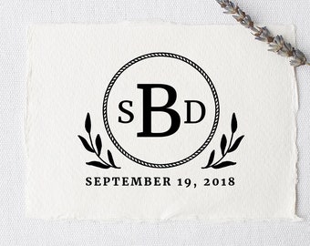 Wedding Rubber Stamp for Wedding Favors, Napkins, Cards. Custom Rubber Stamp, DIY Wedding Stamp, Monogram. Custom Stamp 2 to 3 Inch - W40