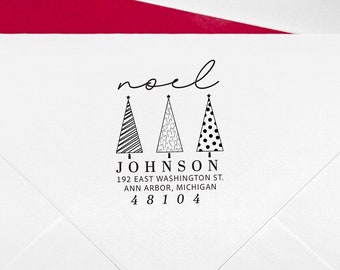 Noel Christmas Address Stamp, Self Inking Address Stamp, Personalized Christmas Gift, Custom Address Stamp 1.75" - H7