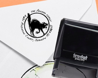 Halloween Address Stamp, Self Inking Address Stamp, Personalized Housewarming Gift, Spooky Season. Custom Address Stamp 1.5" - H1