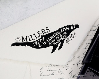 Whale Address Stamp | Self Inking Address Stamp | Personalized Return Address | Housewarming Gift | Address Stamp | Size 2.5"x1" A87
