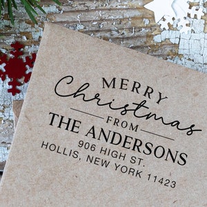 Kerstretourstempel, zelfinktende adresstempel, gepersonaliseerd housewarmingcadeau, kerstcadeau. Aangepaste adresstempel 2 x 1-3/16"