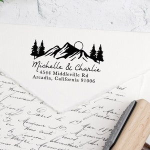 Mountain Return Address Self-Inking Stamp, Housewarming Gift, Wedding Invitation, Personalized Address Stamp. Custom Address Stamp - A64