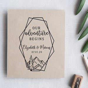 Wedding Stamp, Wedding Favors Stamp, Custom Stamp, DIY Wedding Stamp, Boho Stamp, Geometric Stamp. Our Adventure - W48