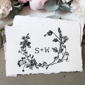 Botanical Wedding Stamp, Wedding Monogram Stamp, DIY Wedding Gifts, Wedding Favors, Save The Dates. Custom Stamp - W45