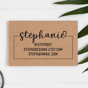 Simplistic Small Business Card Stamp - Custom Business Card or Etsy Shop Stamp, by Sayabell Stamps