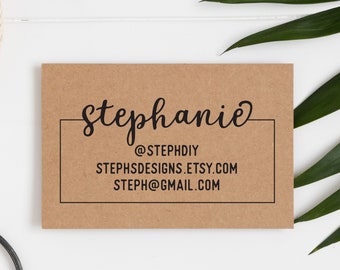 Simplistic Small Business Card Stamp - Custom Business Card or Etsy Shop Stamp, by Sayabell Stamps