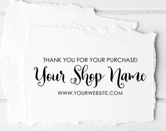 Business Card Stamp - Custom Business Card or Etsy Shop Stamp, Thank You Stamp, Custom Stamp by Sayabell Stamps. 3x1" - B9