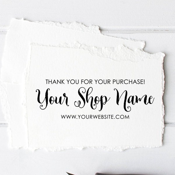 Business Card Stamp - Custom Business Card or Etsy Shop Stamp, Thank You Stamp, Custom Stamp by Sayabell Stamps. 3x1" - B9