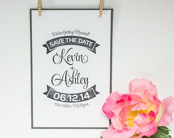 Save The Date Stamp, Wedding Invitation Stamp, DIY Wedding Stamp, Custom Rubber Stamp 3x4