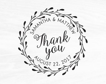 Wedding Stamp, Wedding Favors, Custom Rubber Stamp, DIY Wedding Stamp, Thank you Stamp. Custom Stamp 2x2in, 3x3in, or 4x4in - W10