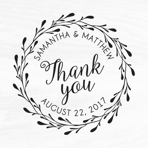 Wedding Stamp, Wedding Favors, Custom Rubber Stamp, DIY Wedding Stamp, Thank you Stamp. Custom Stamp 2x2in, 3x3in, or 4x4in - W10