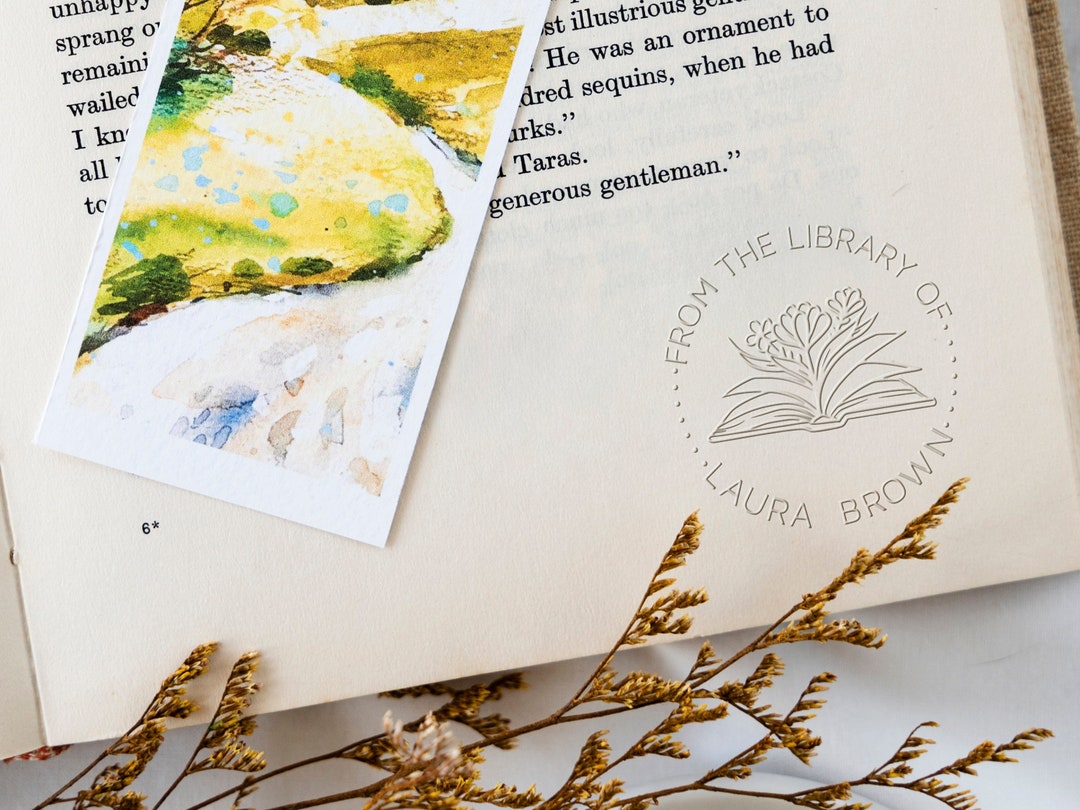 Floral Book Embosser for Personalized Library Customizable Embossing