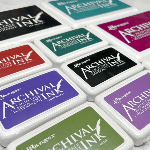 Archival Black Color Stamp Pads, Ranger Stamp Pads, & StazOn Premium Stamp Ink pads. Standard and Jumbo. Pick Your Color Today!