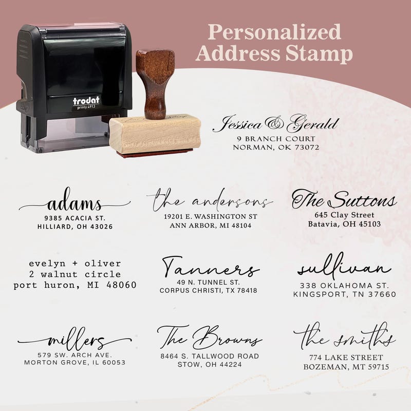 Personalized Self Inking Address Stamps Etsy