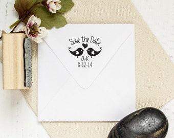 Custom Save The Date Stamp, Wedding Invitation Stamp, Wedding Favors Custom Rubber Stamp 2x2 inch