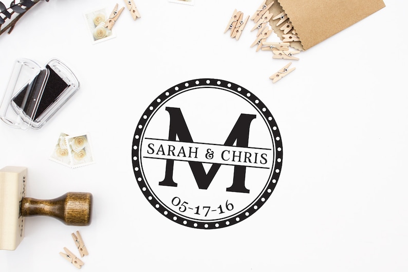 Custom Rubber Stamp Monogram Stamp Traditional DIY Wedding Etsy 日本