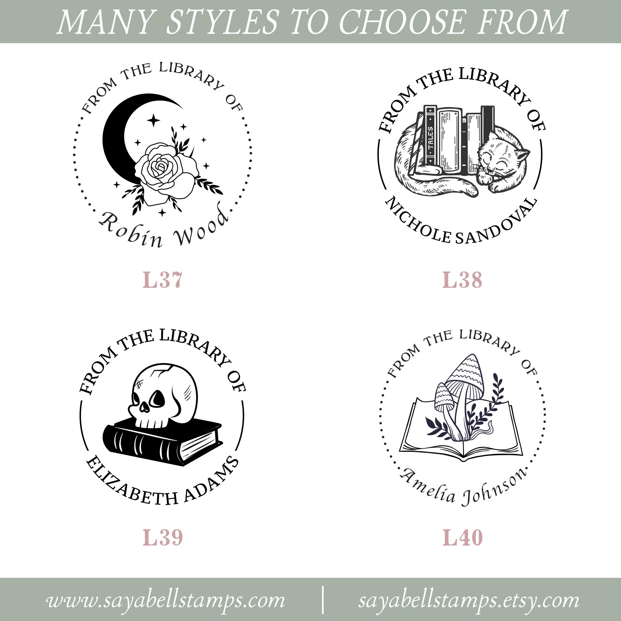 Library Stamp Design Book Embosser, Self Inking Library Stamp, From the Library of Stamp ...