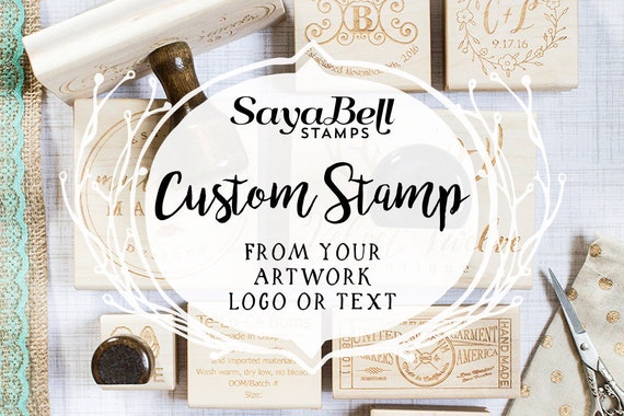 Personalized Stamp with Logo Name - Custom Rubber Stamp with Wood Handle  Customized Soap Stamps Multiple Size for Business - Rectangle 1x2