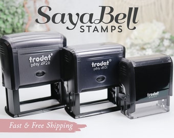 Custom Rubber Stamp, Monogram Stamp, Hand Drawn Floral Design, DIY Wed –  SayaBell Stamps