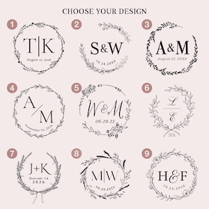 Hochzeits-Monogramm-Stempel | Initialen Stempel | Selbstfarbstempel | Personalisierte Hochzeit Stempel | Stempel Hochzeit | Personalisierter Stempel